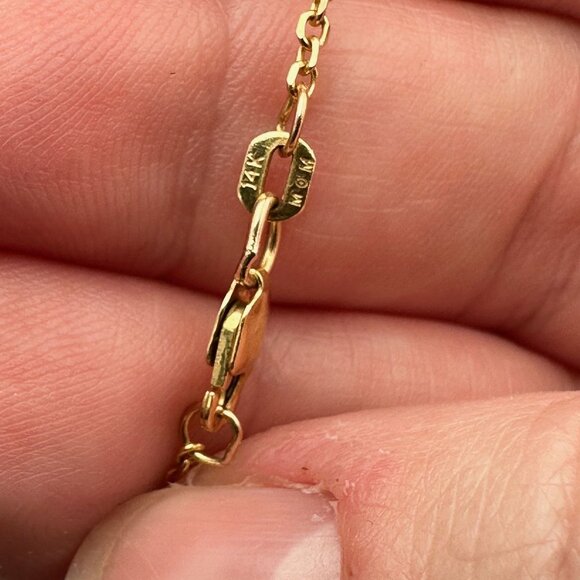 Vintage 14k Yellow Gold Filigree Large Key Pendant Necklace 18 Inch Chain - Picture 5 of 9